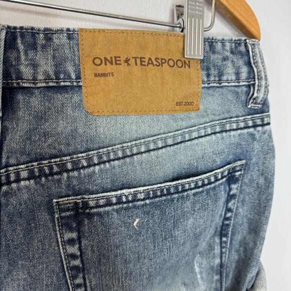 One Teaspoon Bandit Denim Shorts High Rise Distressed Women's 30 - Picture 7 of 10